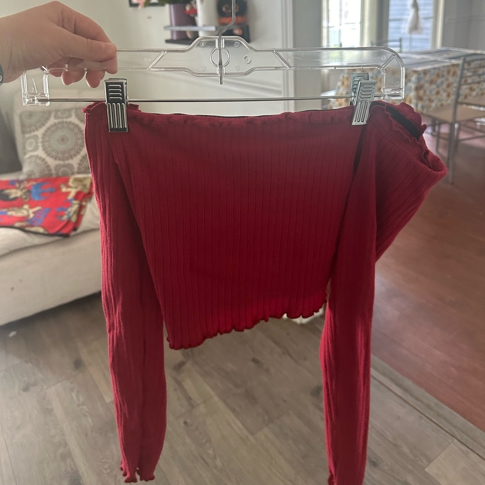 SHEIN- 90s red crop top with stretchy material #90sFashion- never worn